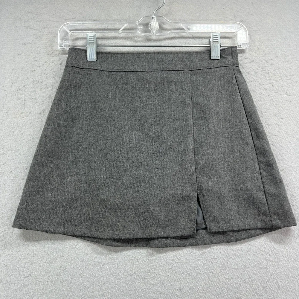 Hollister Skirt Womens XS Gray Ultra High Rise Mini Slit Pleated Preppy Y2K